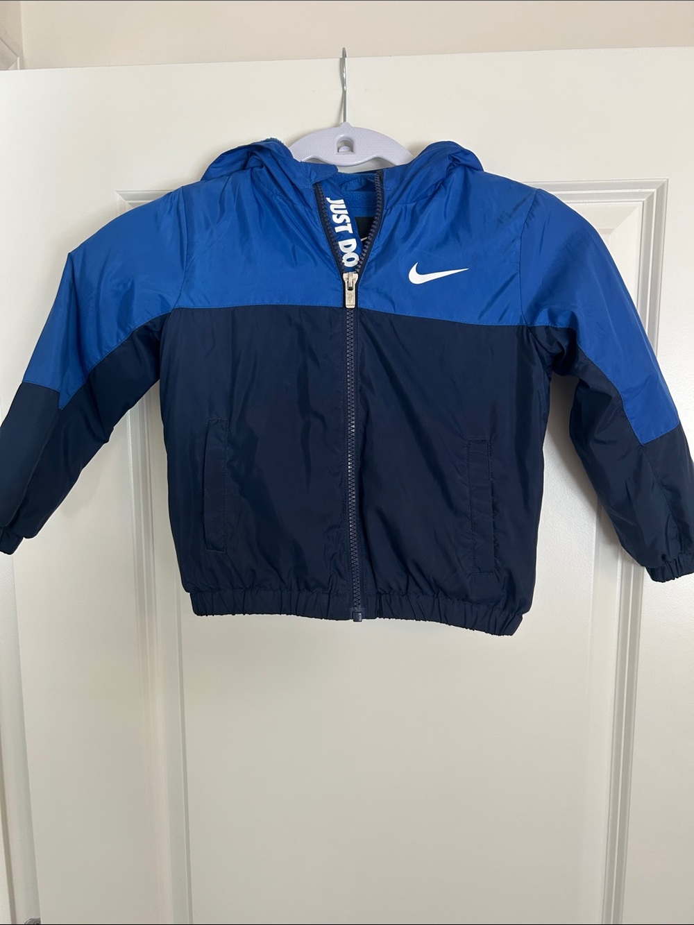 Nike Boys Blue Two-Tone Hooded Fleece interior Jacket